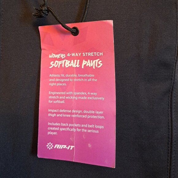 NWT Rip-it Women's 4-Way Stretch Black Softball Pants - Picture 4 of 10